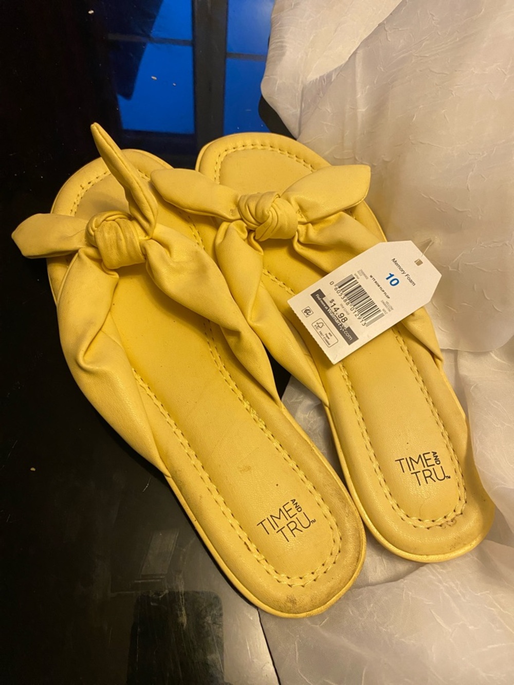Time and Tru Yellow Knotted Slide Sandals - Women's Slip-On